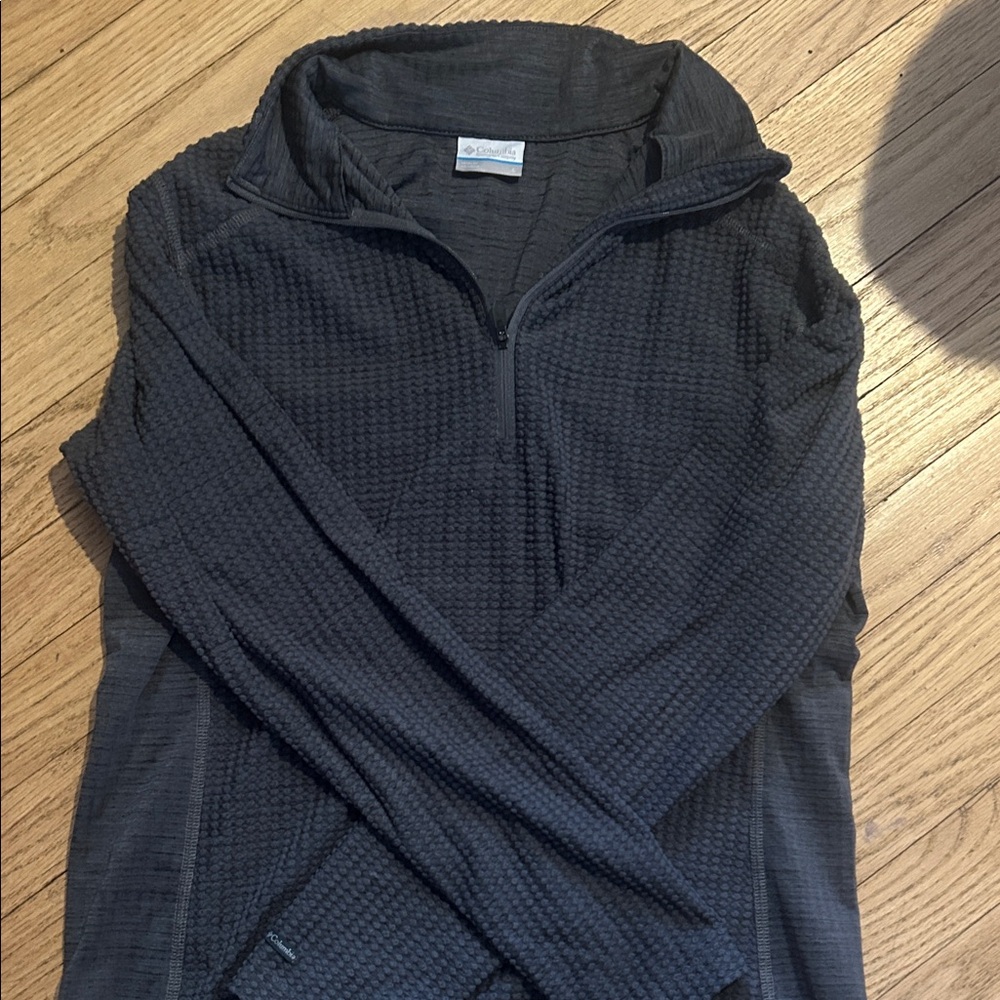 Columbia Black Zip-Neck Waffle Knit Pullover